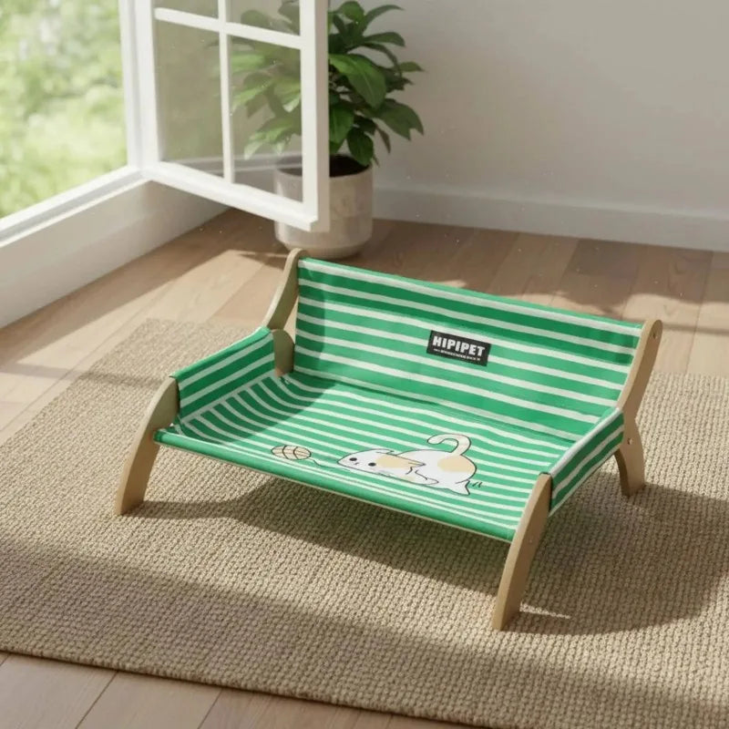 ZUJOLY Elevated Pet Bed Breathable Wooden Frame Pet Cot Moisture-Resistant for Summer